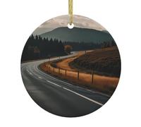 On the road Patterns Pendentif rond en céramique à suspendre pour sapin de Noël et cheminée