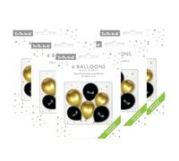 On the Wall Lot de 5 ballons en latex à l'hélium ou à l'air libre pour anniversaire, Noël, Nouvel An (noir et doré) - 30,5 cm