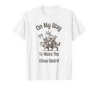 on The Way to Make The Vibes Weird. Viking Frog on Cat T-Shirt