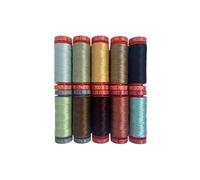 On Your Mark by Seth Apter Lot de 10 petites bobines 100 % coton égyptien 50 W, 28 W, 12 W - Idéal pour la broderie à la main, le matelassage, la couture décorative - Fabriqué en Italie