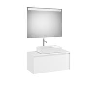 Ona Pack Meuble 1T+Plan Pr Lav Centré+Miroir 1000 Blanc Mat-Roca A851714509