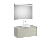 Ona Pack Meuble 1T+Plan Pr Lav Centré+Miroir 1000 Chêne Bl-Roca A851714512