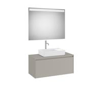 Ona Pack Meuble 1T+Plan Pr Lav Centré+Miroir 1000 Gris Mat-Roca A851714510