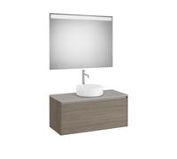 Ona Pack Meuble 1T+Plan Pr Lav Centré+Miroir 1000 Orme Foncé-Roca A851714511