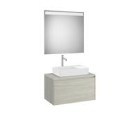 Ona Pack Meuble 1T+Plan Pr Lav Centré+Miroir 800 Chêne Bl-Roca A851712512