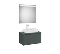 Ona Pack Meuble 1T+Plan Pr Lav Centré+Miroir 800 Vert Mat-Roca A851712513