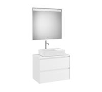 Ona Pack Meuble 2T+Plan Pr Lav Centré+Miroir 800 Blanc Mat-Roca A851716509