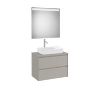 Ona Pack Meuble 2T+Plan Pr Lav Centré+Miroir 800 Gris Mat-Roca A851716510