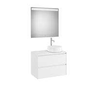 Ona Pack Meuble 2T+Plan Pr Lav Dte+Miroir 800 Blanc Mat-Roca A851715509