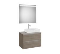Ona Pack Meuble 2T+Plan Pr Lav Dte+Miroir 800 Orme Foncé-Roca A851715511