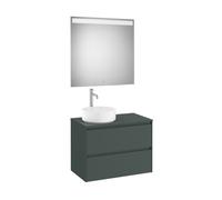 Ona Pack Meuble 2T+Plan Pr Lav Gche+Miroir 800 Vert Mat-Roca A851717513