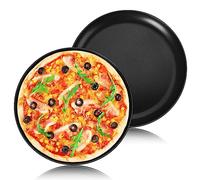 Onader Lot de 2 plaques à pizza rondes en acier inoxydable avec revêtement antiadhésif 26 cm pour cuisson et service, non toxique et sain, durable et facile à nettoyer
