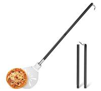 Onader Pelle à pizza perforée ronde en acier inoxydable avec poignée en métal amovible pour pizza, pain, gâteau, saine et facile à nettoyer, 17,8 x 25,1 x 107 cm