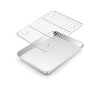Onader Petite plaque de cuisson, rectangulaire, avec grille de refroidissement, 26,4 x 20,4 x 2,5 cm, passe au lave-vaisselle et durable