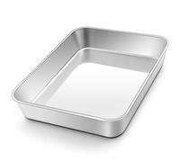 Onader Plaque de cuisson profonde en acier inoxydable, 26,5 x 20,5 x 5 cm | Plaque à gâteau rectangulaire pour lasagne, brownie, non toxique et sain, facile à nettoyer et passe au lave-vaisselle
