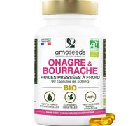 Onagre + Bourrache BIO | Huiles Pures, Concentrées | 90 capsules végétales | 29% d’oméga 6 | Première pression à Froid | Qualité supérieure