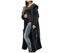 OnaiC Cardigan long en grosse maille pour femme à capuche - Veste de transition décontractée ouverte sur le devant - Cardigans en tricot grosse maille - Pull avec poches - Cardigans ouverts amples