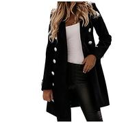 OnaiC Veste d'hiver en laine pour femme - Manteau demi-saison à double boutonnage en tweed - Manteau à revers - Trencoat mi-long - Veste coupe-vent à manches longues - Veste d'automne épaisse -