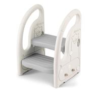 Onasti Marche Pied pour Enfant, Tabouret 2 marches pour bébé, Multifonction et Antidérapant.Parfait pour Cusine, Salle de Bain, Apprentissage de la propreté (Gris 2 marches)