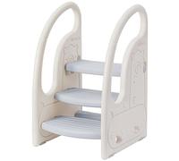 Onasti Marchepied enfant 2 marches - 3 niveaux réglables en hauteur - Tabouret pour bébé - Tour d'apprentissage avec poignées - Pliable - Multifonctionnel - Pour salle de bain, chambre d'enfant - Cuisine (gris)