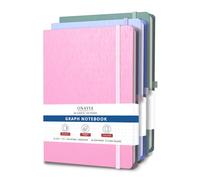ONAVIA Carnet de Notes A4 Quadrillé, Lot de 3, 160 Pages, Couleurs Variées | Couverture Rigide, 80 Feuilles, 21 x 29.7 cm, École, Maths, Université, Bureau