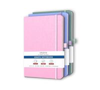 ONAVIA Carnet de Notes A5 Quadrillé, Lot de 3, 160 Pages, Couleurs Variées | Couverture Rigide, 80 Feuilles, 14.8 x 21 cm, École, Maths, Université, Bureau