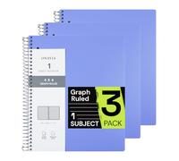 ONAVIA Lot de 3 carnets à spirale pour école, 1 sujet, papier ligné graphique de 10,2 x 10,2 cm, 100 feuilles, 22,9 x 27,9 cm, 1 séparateur avec poche, perforé à 3 trous, couverture en plastique