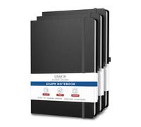 ONAVIA Lot de 3 carnets graphiques A4, 14,7 x 21,1 cm, couverture rigide, quadrillé, 80 feuilles, carnet d'ingénierie pour salle de classe, mathématiques, devoirs et notes de travail