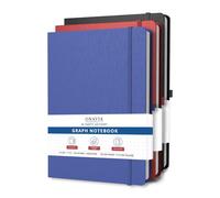 ONAVIA Lot de 3 carnets graphiques A4, 14,7 x 21,1 cm, couverture rigide, quadrillé, 80 feuilles, carnet d'ingénierie pour salle de classe, mathématiques, devoirs et notes de travail