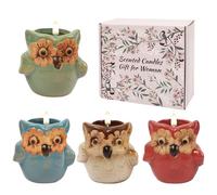 ONBAGLST Lot de 4 bougies parfumées hiboux pour soulager le stress - Décoration pour femmes et hommes - Bougies de Noël, d'anniversaire pour femme - Motif chouette