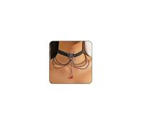 ONBRIG Collier araignée rouge noir collier gothique bijoux Halloween collier pour femme collier araignée en cristal rouge collier squelette punk (3 couches - noir)