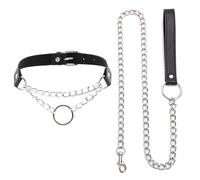 ONBRIG Collier ras du cou noir pour femme avec chaîne en forme de cœur réglable en cuir noir gothique, L, Métal, Pas de gemme