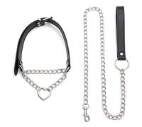 ONBRIG Collier ras du cou noir pour femme avec chaîne en forme de cœur réglable en cuir noir gothique, L, Métal, Pas de gemme