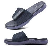 ONCAI Sandale Homme Bout Ouvert Chaussures de Plage Sangle Réglable Claquette Support de L'arche Pantoufle D'été Bleu Taille 49