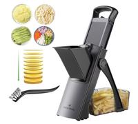 ONCE FOR ALL Mandoline de Cuisine Manuelle Multifonction Tous Coupe Légumes Lame en acier inoxydable, Julienne, Cubes, Fcoupe Patate Frite carotte, tomate (Gris noir)