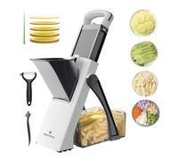 ONCE FOR ALL Mandoline de Cuisine Manuelle Multifonction Tous Coupe Légumes Lame en acier inoxydable, Julienne, Cubes, Fcoupe Patate Frite carotte, tomate (2 générations blanc tout)