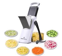ONCE FOR ALL Mandoline de Cuisine Manuelle Multifonction Tous Coupe Légumes Lame en acier inoxydable, Julienne, Cubes, Fcoupe Patate Frite carotte, tomate (Bianco e nero)