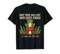 Once There Was A Boy Who Loved Frogs Champignon Cottagecore T-Shirt Graphique avec Valeur, Homme, Noir, S