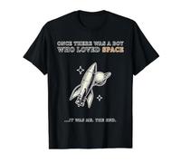 Once There Was A Boy Who Loved Space Rocket Astronaute T-Shirt Graphique avec Valeur, Homme, Noir, S