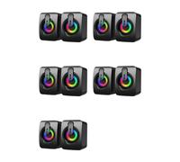Onchdbfhuu 10x Haut-Parleurs D'Ordinateur USB 3,5 mm PC Sound Box HiFi Microphone Stéréo avec Lumière LED pour Ordinateur de Bureau, Ordinateur Portable, Téléphone Portable