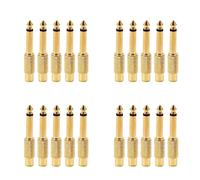 Onchdbfhuu 20 x Plaqué Or 6.35 mm 1/4 Pouce Mâle Mono Brancher À 6.5mm Jack Audio Stéréo Adaptateur Connecteur Prise Convertisseur Mélangeur Sonore