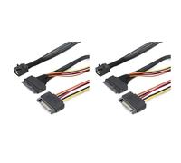 Onchdbfhuu 2X Câble Intégré 12G Mini SAS HD vers U.2 36P SFF-8643 vers SAS U.2 SFF-8639 avec Alimentation SATA 15 Broches, Adapté pour SSD U.2