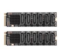 Onchdbfhuu 2X Carte Riser M.2 MKEY PCI-E M.2 NVME vers SATA3.0 PCIE vers SATA 6Gpbsx6-Port Carte D'Extension ASM1166