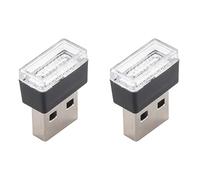 Onchdbfhuu 2X Mini Portable Mini USB LED Voiture Lumière Intérieur de Voiture USB Atmosphère Lumière Plug and Play Lumière Décorative ÉClairage d'urgence ÉClairage Pc Voiture Produits Blanc