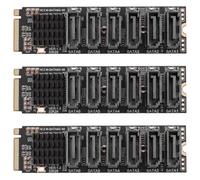 Onchdbfhuu 3X Carte Riser M.2 MKEY PCI-E M.2 NVME vers SATA3.0 PCIE vers SATA 6Gpbsx6-Port Carte D'Extension ASM1166