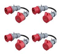 Onchdbfhuu 4X 5 Broches Rouge 32A Mâle à 16A Adaptateur CEE Gen Ev Chargeur Rallonge Connecteur Prise 400V