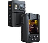 ONCHEER Caméra corporelle 1080p, caméra de police de patrouille de 64 Go avec vision nocturne, caméra personnelle étanche et portable avec clips d'épaule et de taille, enregistrement de 10 heures pour