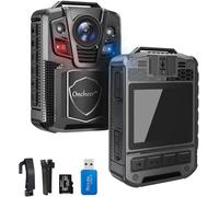ONCHEER Caméra corporelle 1080p Patrol Sport avec carte SD 64 Go, clip d'épaule et de taille, vision nocturne infrarouge, enregistrement continu 24 heures pour les gardes de sécurité de la police, les