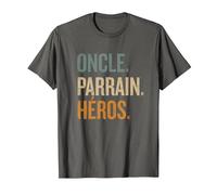 Oncle Parrain Héros Cadeau pour Les parrains T-Shirt, Homme, Asphalte, XL