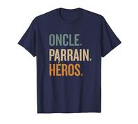 Oncle Parrain Héros Cadeau pour Les parrains T-Shirt, Homme, Bleu Marine, 6XL